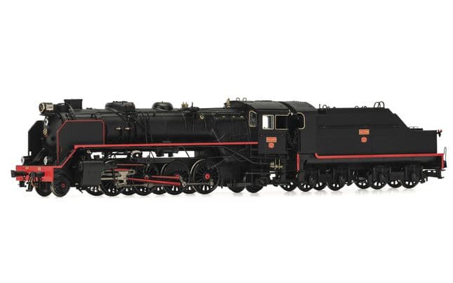 RENFE, locomotora de vapor 141F2396 "Mikado", decoración negra, ép. III