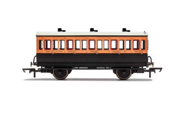LSWR, 4 Wheel Coach, 3rd Class, Fitted Lights, 302 - Era 2