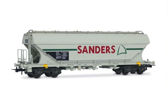SNCF, 2-unit set of 4-axle flat-sided silo wagons "SANDERS", in grey livery, ep. V