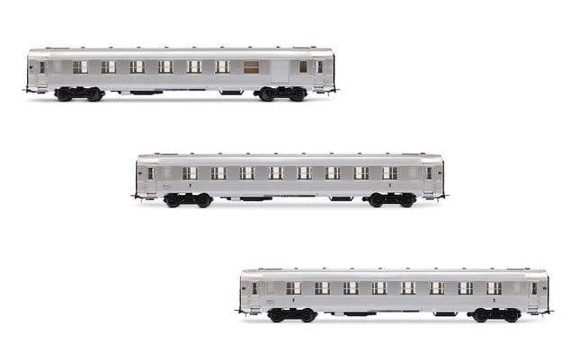 SNCF, 3-unit pack short DEV Inox coaches (2 x B8myfi 2nd cl. + A6Dzmyi luggage), ep. IIIa