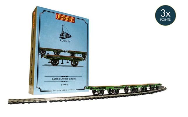 Flat Bed Wagon Pack containing 3 x Flat Bed wagons (Stephenson's Rocket)