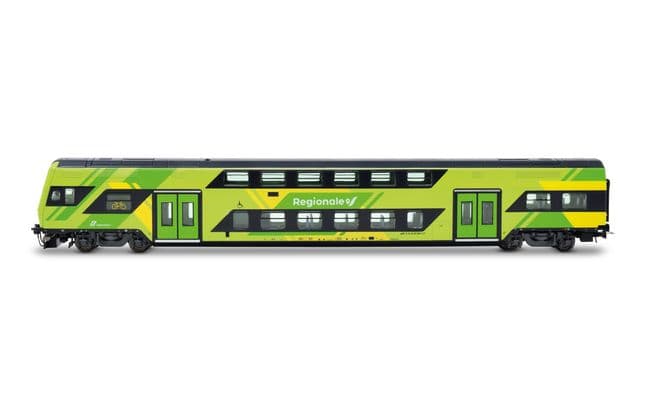 FS Trenitalia, 3-tlg. Set Vivalto-Doppelstockwagen (einer mit Führerstand) neue „Regionale”-Farbgebung