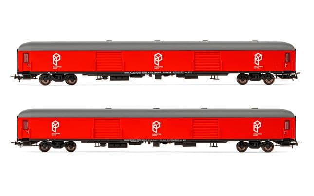 Electrotren (H0 1:87), RENFE, 2-unit set luggage vans DD-8100, Paquexpres red livery, period V