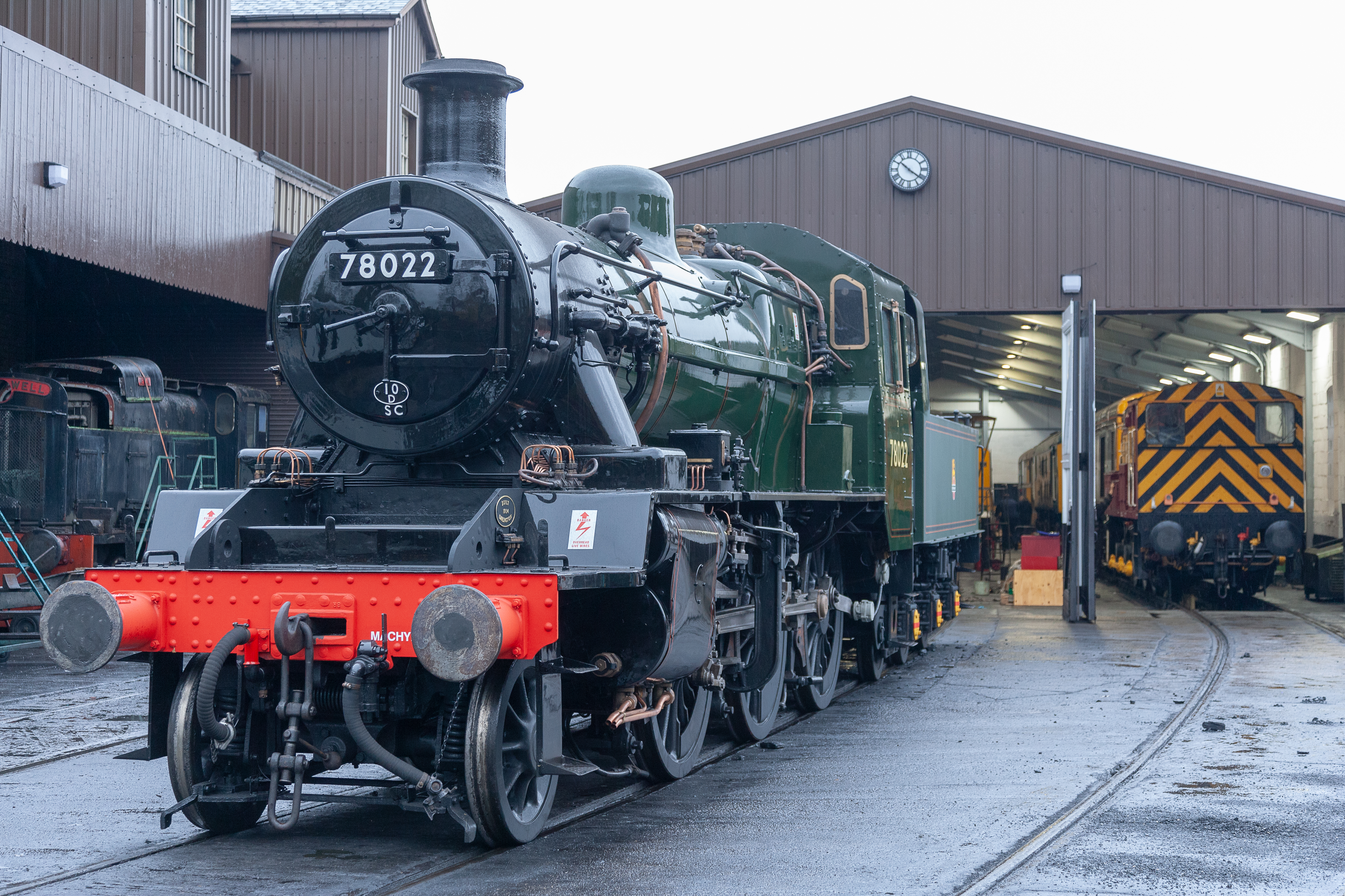 No. 78022, a preserved 2MT Standard Class locomotive in BR Green livery. This locomotive is in service on the Keighley & Worth Valley Railway. The above image is from a Hornby survey research trip in 2018. 