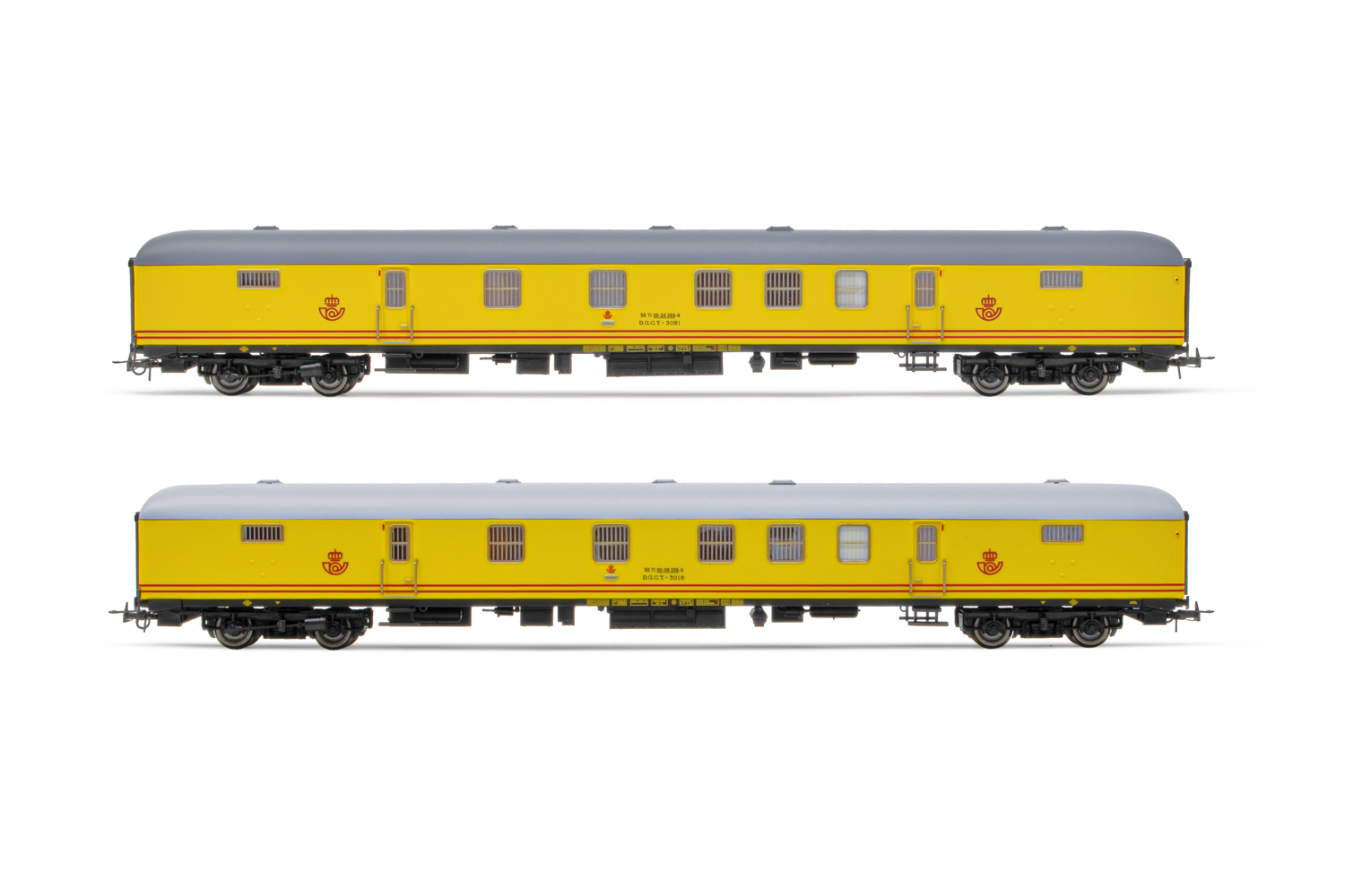 HE4014 RENFE, 2-unit set DGCT-3000 postal van, lemon yellow livery