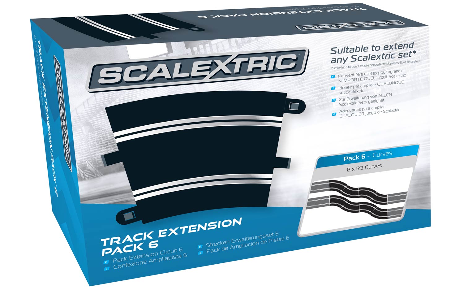 environ 1.07 m Scalextric Sport Track Extension 4 avec pont/épingle à cheveux & Rampe 6.5 X 3.5 FT 
