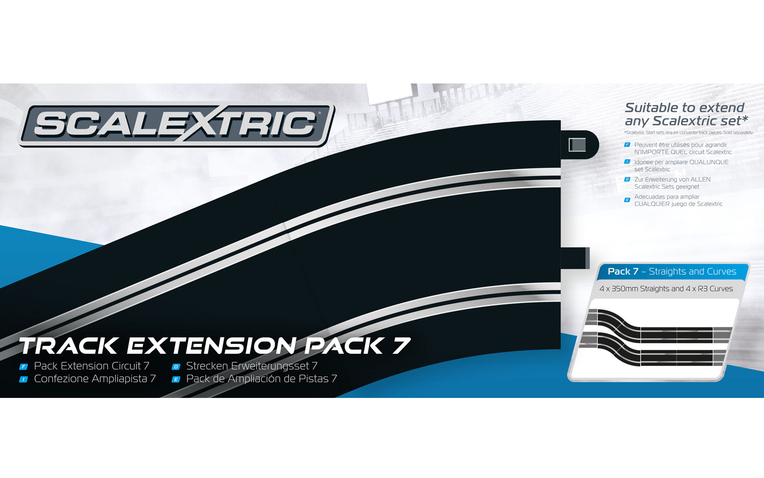 SCALEXTRIC C8556 Track Extension Pack 7-4x Straights and 4x Radius 3 Curves 