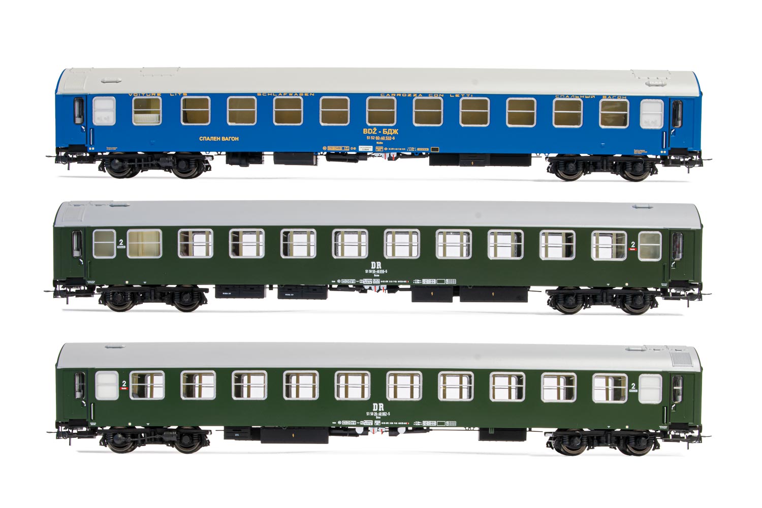 HR4308 Rivarossi (H0 1:87), DR/BDZ, 3-unit setcoaches Pannonia