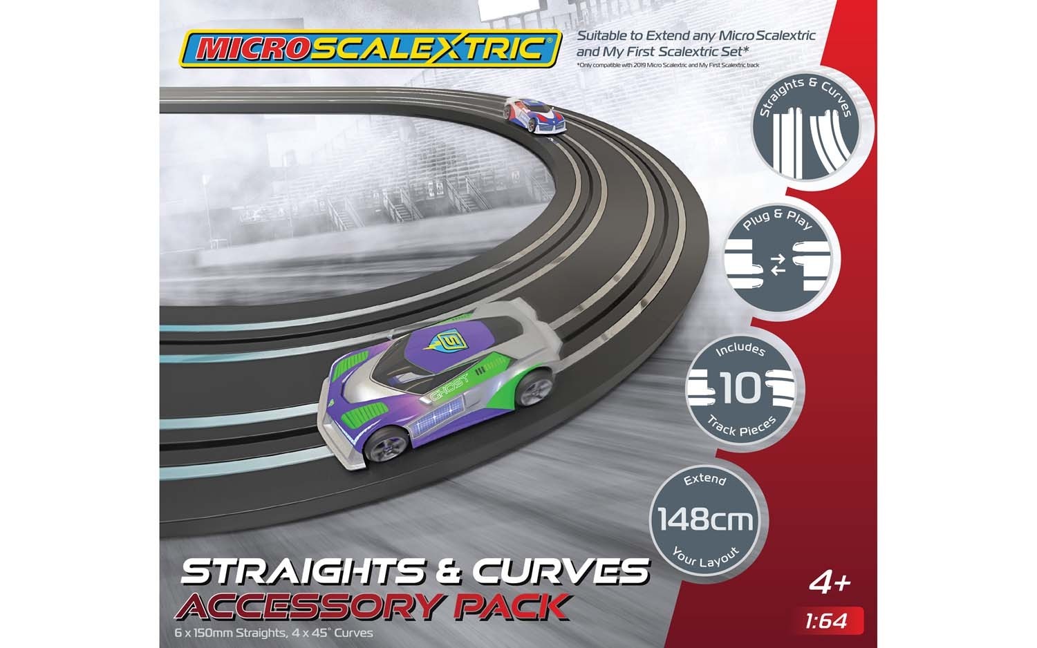 Scalextric Sport Track Extension 4 avec pont/épingle à cheveux & Rampe 6.5 X 3.5 FT environ 1.07 m 